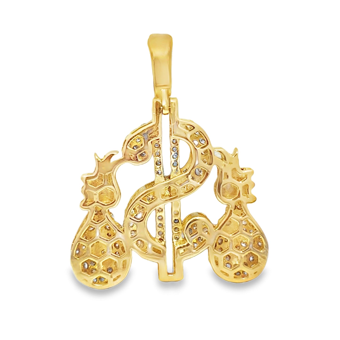 10k Yellow Gold Diamond Money Dollar Pendant 1.64 ctw