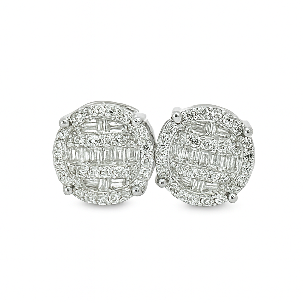 10K White Gold Diamond Round Cluster Stud Earrings 0.33 CTW | Jewelry Palace
