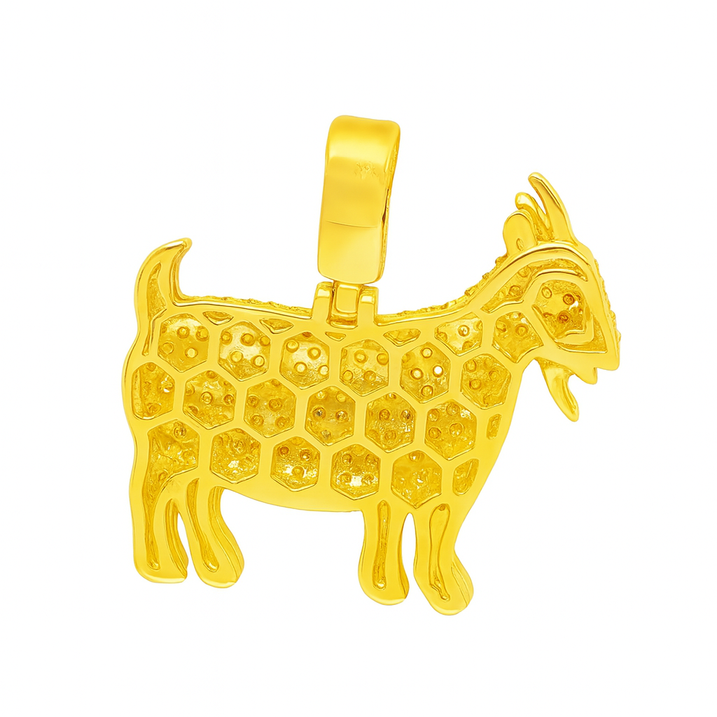 10K Yellow Gold Diamond Goat Pendant with Ruby Accent 1.75 ctw