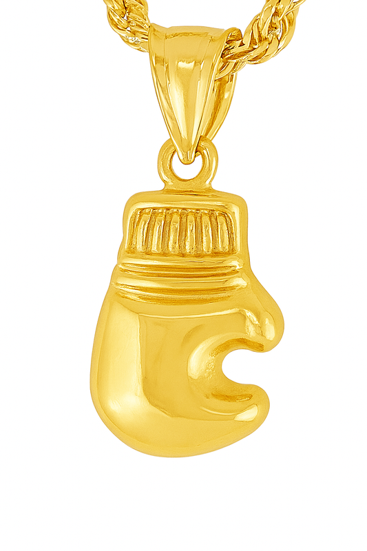 10K Yellow Gold Boxing Glove Pendant Necklace Set – Symbol of Strength & Determination | Jewelry Palace