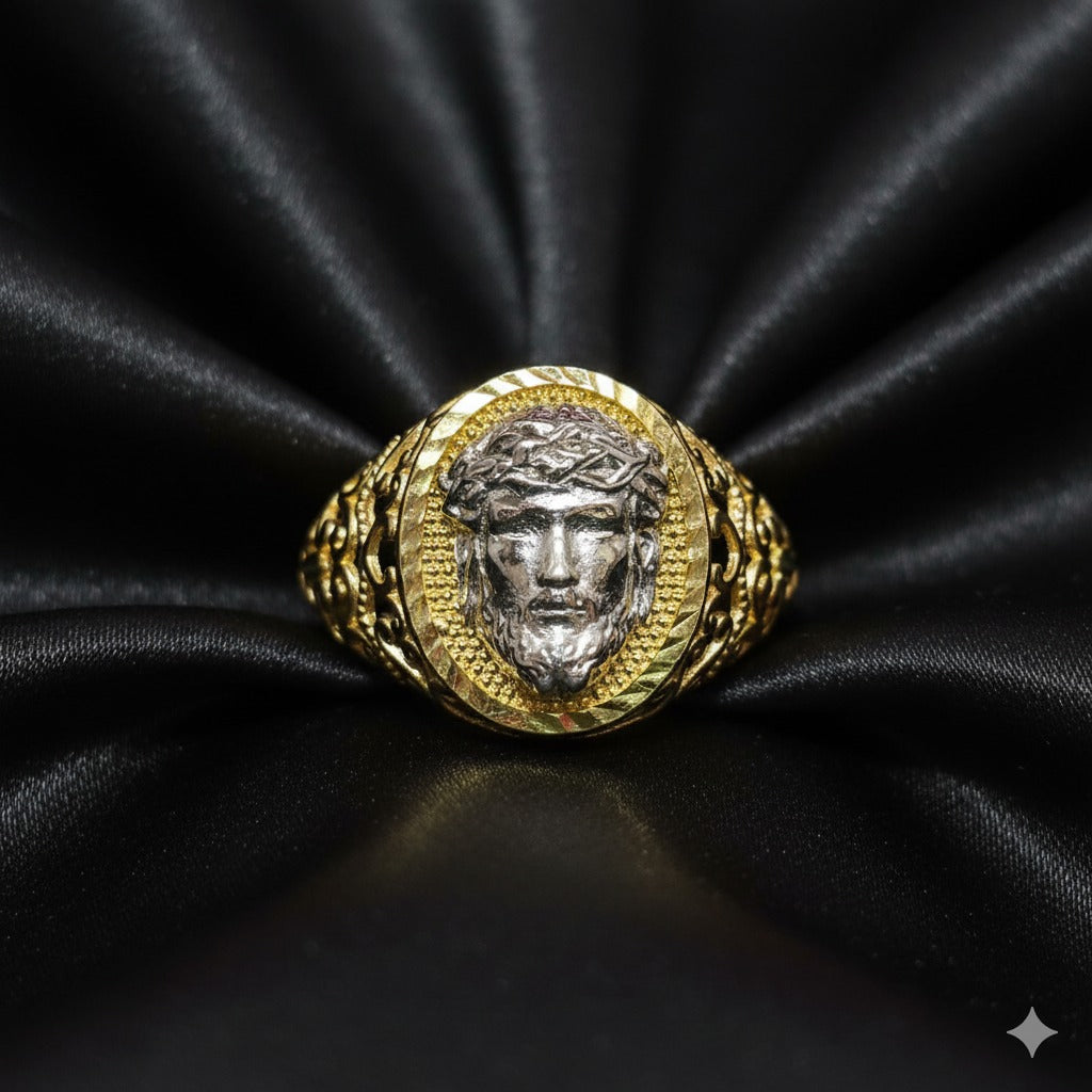 10K Luxury Gold Jesus Head Ring
