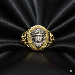 10K Luxury Gold Jesus Head Ring