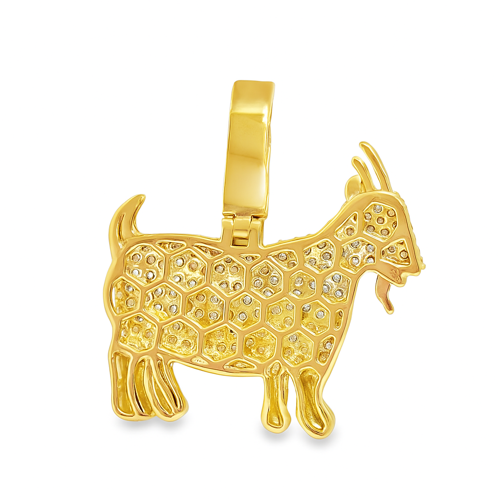 10K Yellow Gold Goat Pendant with Natural Diamonds 4.0 ctw
