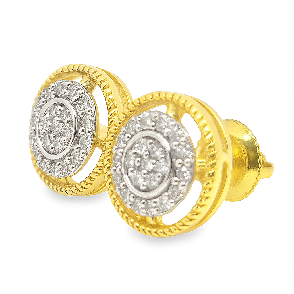 10K Yellow Gold 0.25 ctw Diamond Cluster Earrings | Bezel Halo | Jewelry Palace