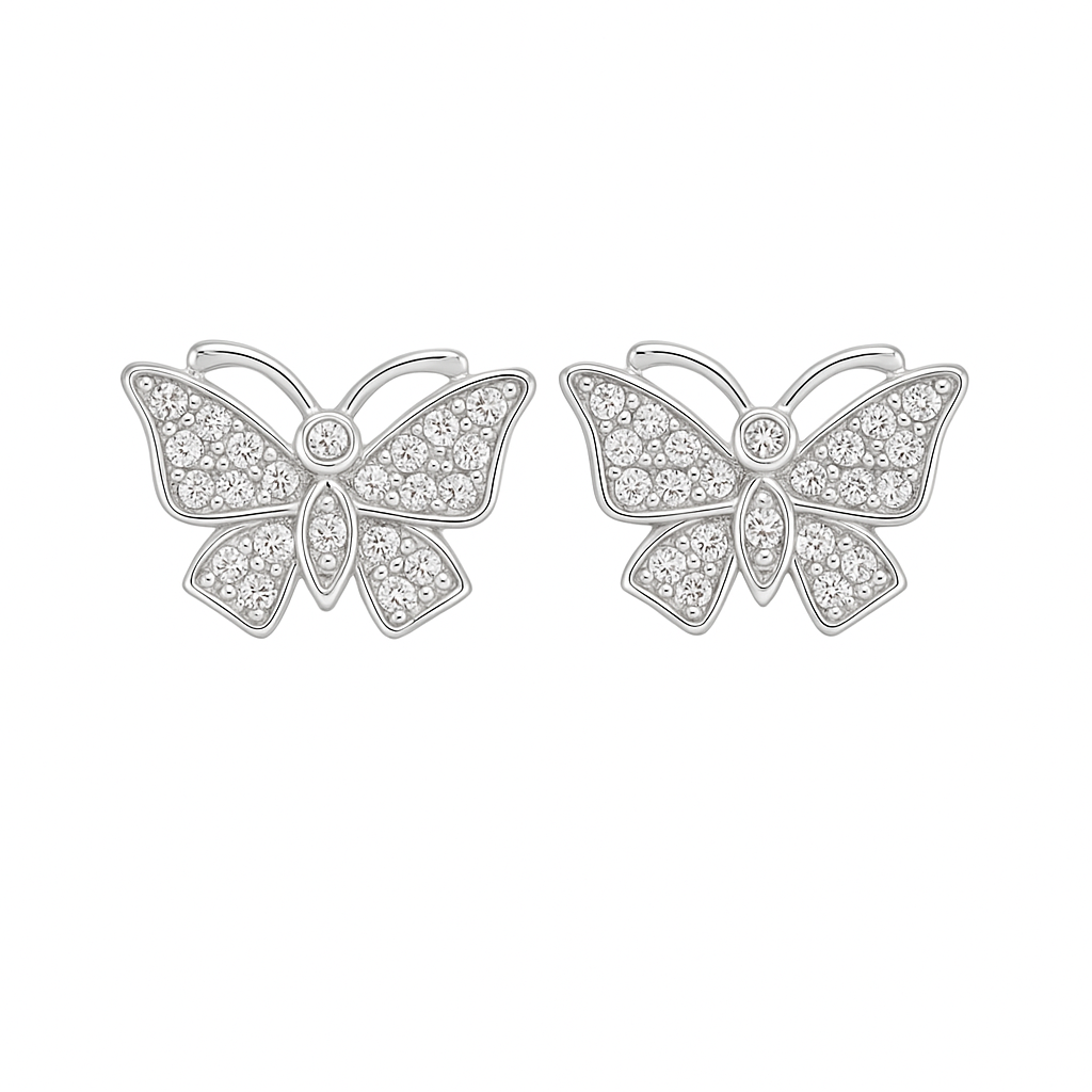 10K White Gold 0.29 ctw Diamond Butterfly Earrings | Elegant Studs | Jewelry Palace
