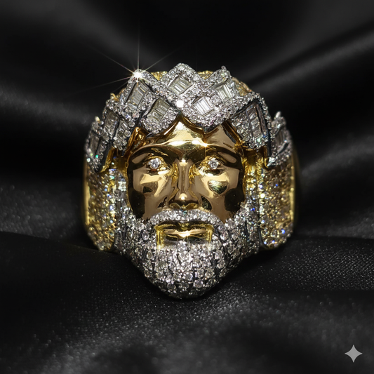 Diamond Jesus Signet Ring 1.05 ctw 10K Yellow Gold
