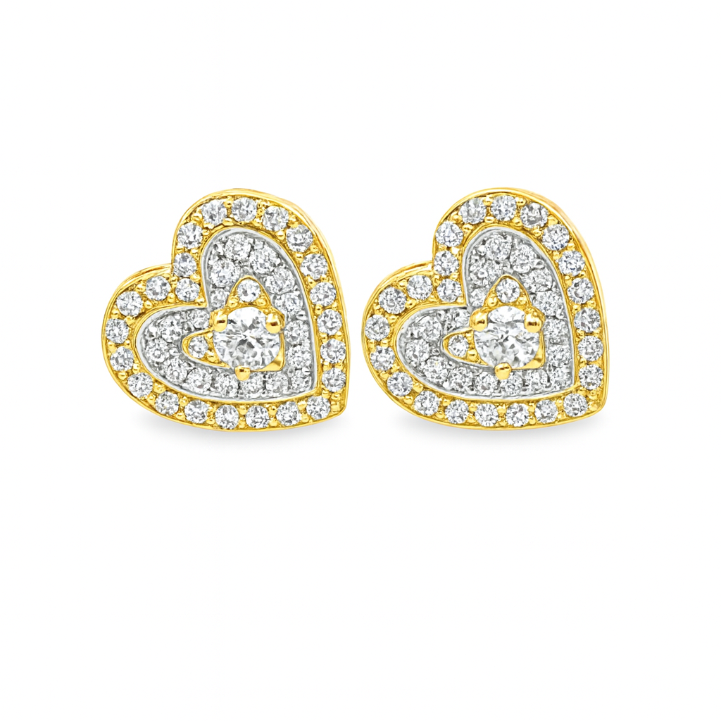 10K Yellow Gold 0.28 ctw Diamond Heart-Shaped Earrings | Elegant Studs | Jewelry Palace