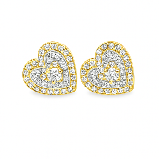 10K Yellow Gold 0.28 ctw Diamond Heart-Shaped Earrings | Elegant Studs | Jewelry Palace