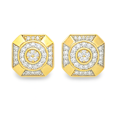 10K Yellow Gold 0.38 ctw Diamond Square Earrings | Geometric Cluster Studs | Jewelry Palace