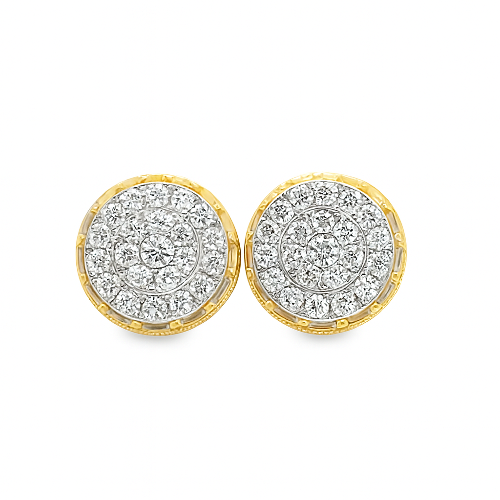 10K Yellow Gold 0.50 ctw Diamond Crown Set Round Earrings | Classic Brilliant Studs | Jewelry Palace