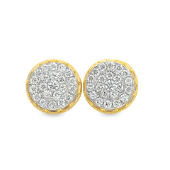 10K Yellow Gold 0.50 ctw Diamond Crown Set Round Earrings | Classic Brilliant Studs | Jewelry Palace
