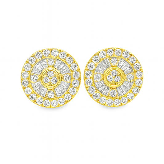 10K Yellow Gold 0.50 ctw Diamond Earrings | Round & Baguette | Jewelry Palace