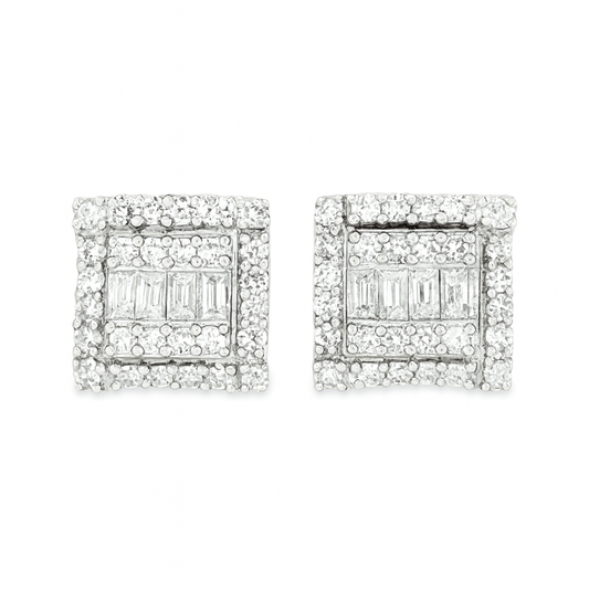 10K Yellow Gold 0.50 ctw Diamond Square Cluster Earrings | Everyday Elegance & Sparkle | Jewelry Palace