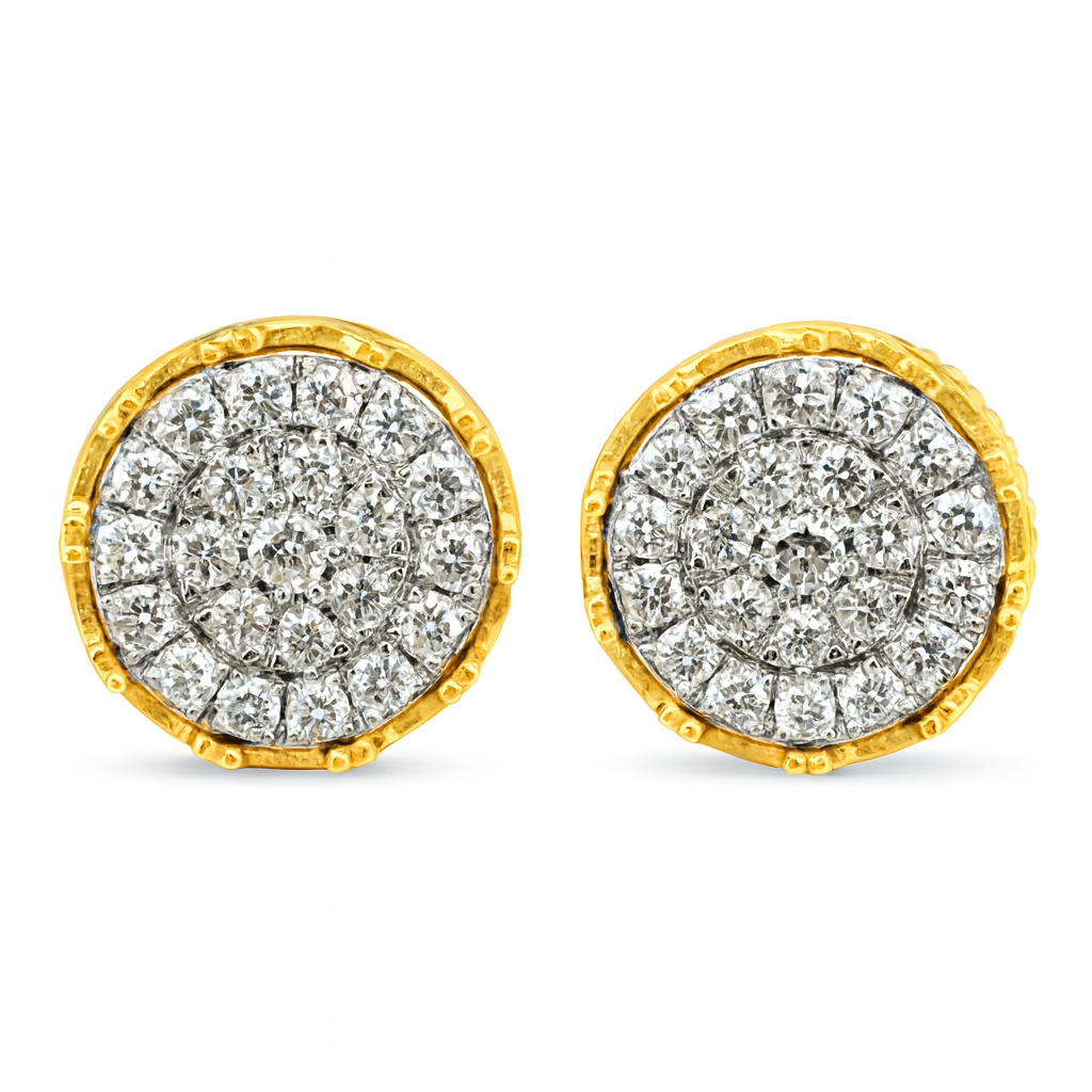 10K Yellow Gold 0.75 ctw Diamond Crown Set Round Earrings | Classic Studs | Jewelry Palace