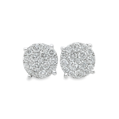 10K Yellow Gold 2.98 ctw Diamond 4-Prong Circle Earrings | Statement Studs | Jewelry Palace
