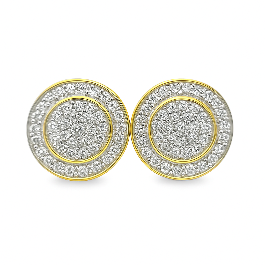 10K Yellow Gold Circle Layered Diamond Stud Earrings – 1/3 CTW | Jewelry Palace