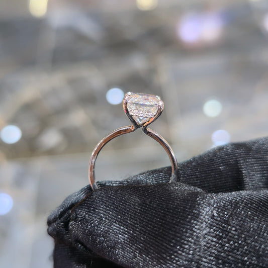 14K Gold 4.34ctw Lab Grown Diamond Radiant Ring E VS1 4.25ct Center Solitaire