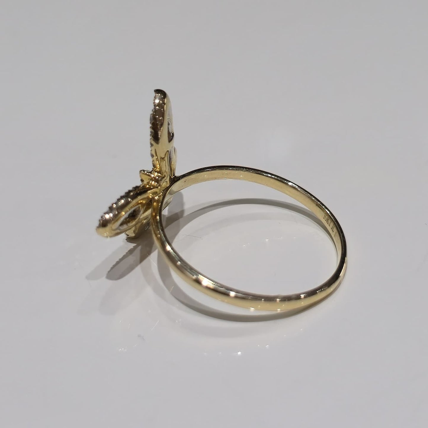 10k Solid Yellow Gold Butterfly Ring 0.33 CTW Natural Diamonds Size 7