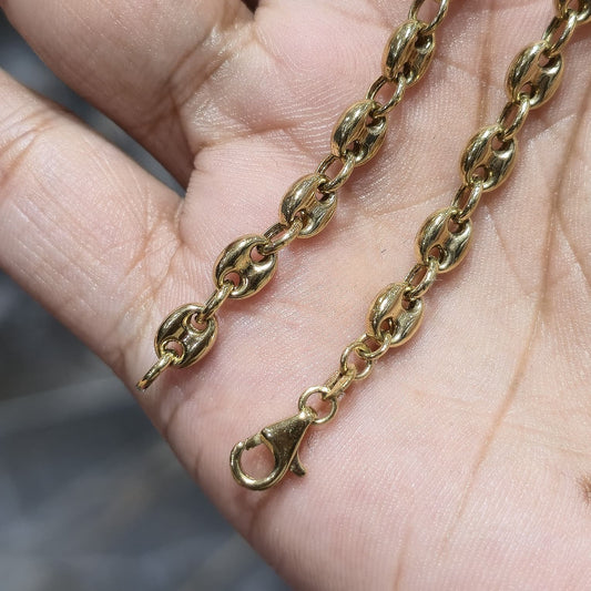 Real 10K Yellow Gold Hollow Puff Gucci Link 5 mm Bracelet 7 inch 4.13 grams