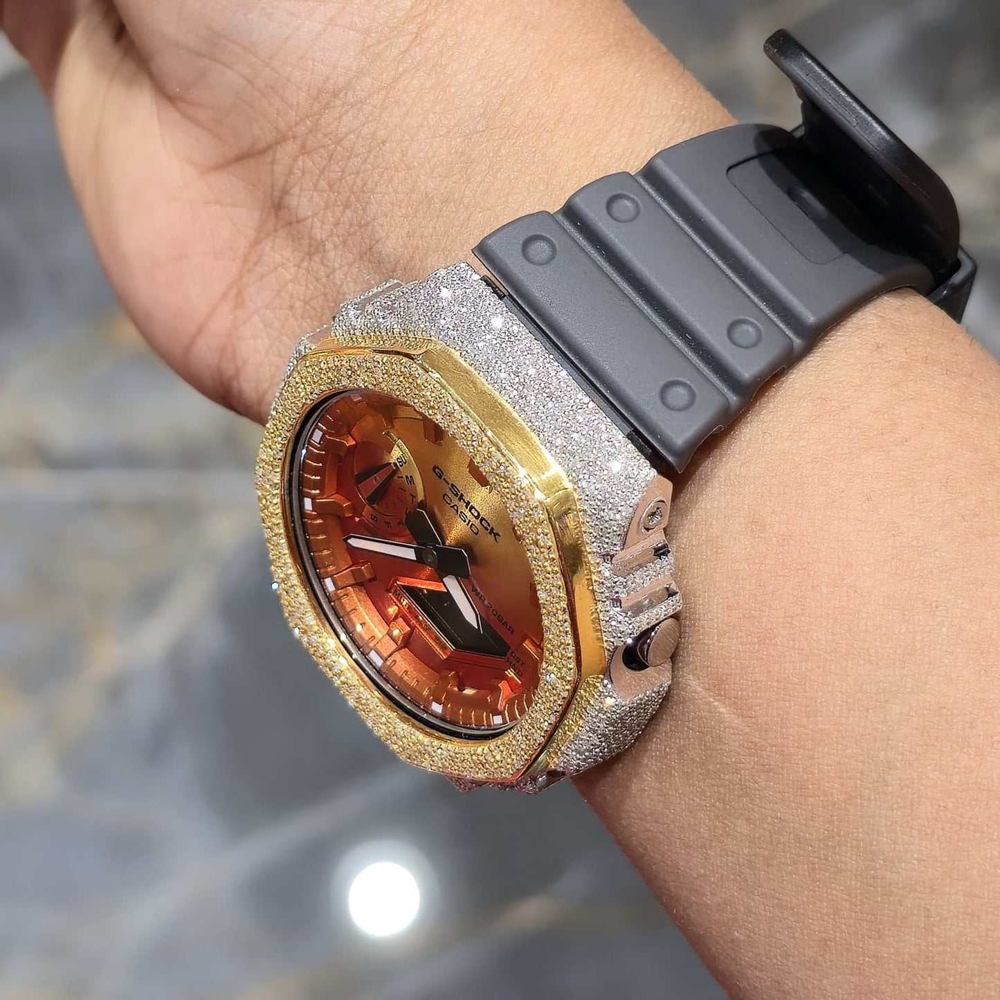 Casio G-Shock S2100 Iced Out Natural Diamond Watch 5CT | Inferno Dial