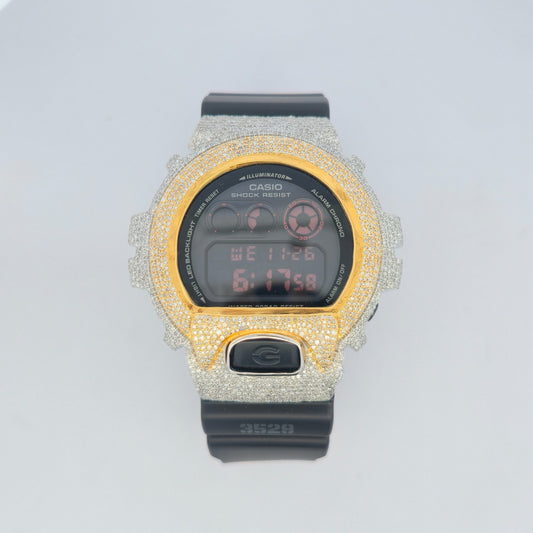 Casio G-Shock 6900 TwoTone Iced Out Natural Diamond Watch 5CT