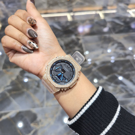 G-Shock GA2100-1A Black Dial Rose Diamond Watch, 5.0ct