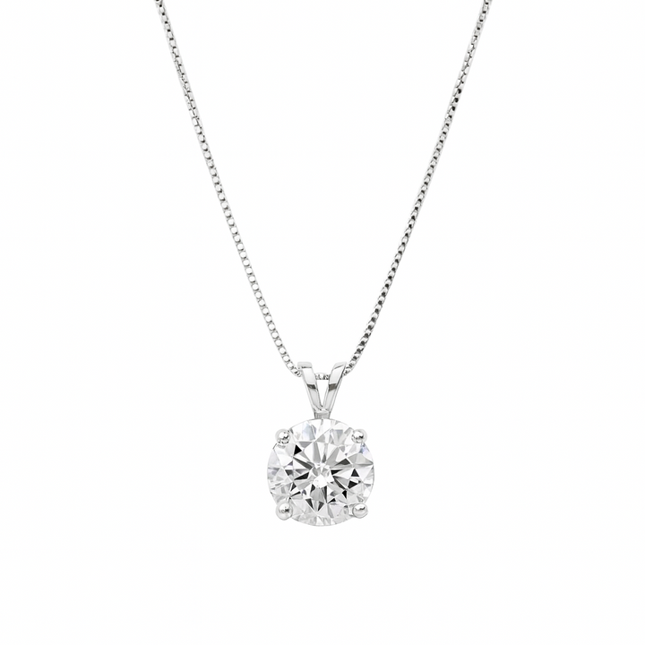 1.00 E VVS1 ROUND CUT LAB-CREATED DIAMOND SOLITAIRE PENDANT 14k WG AND YG