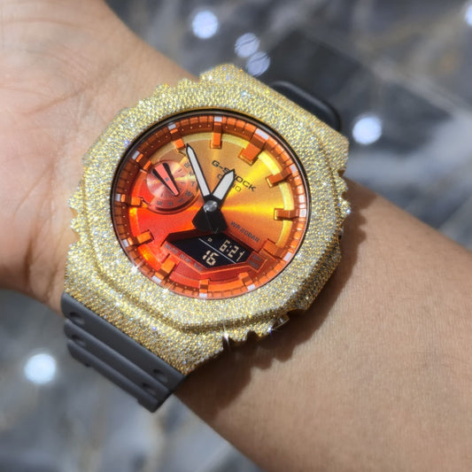 Casio G-Shock S2100 Iced Out Natural Diamond Watch 5CT | Inferno Dial