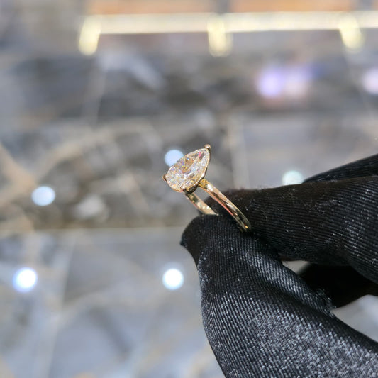 14K Gold 2.01ctw Lab Grown Diamond Pear Cut Ring F VS2 Solitaire Jewelry Palace
