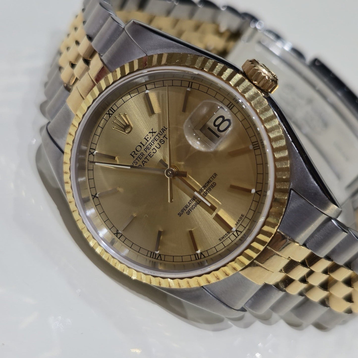 Rolex Datejust 36 16233 Champagne Dial Vintage Two Tone Jubilee Gold Steel