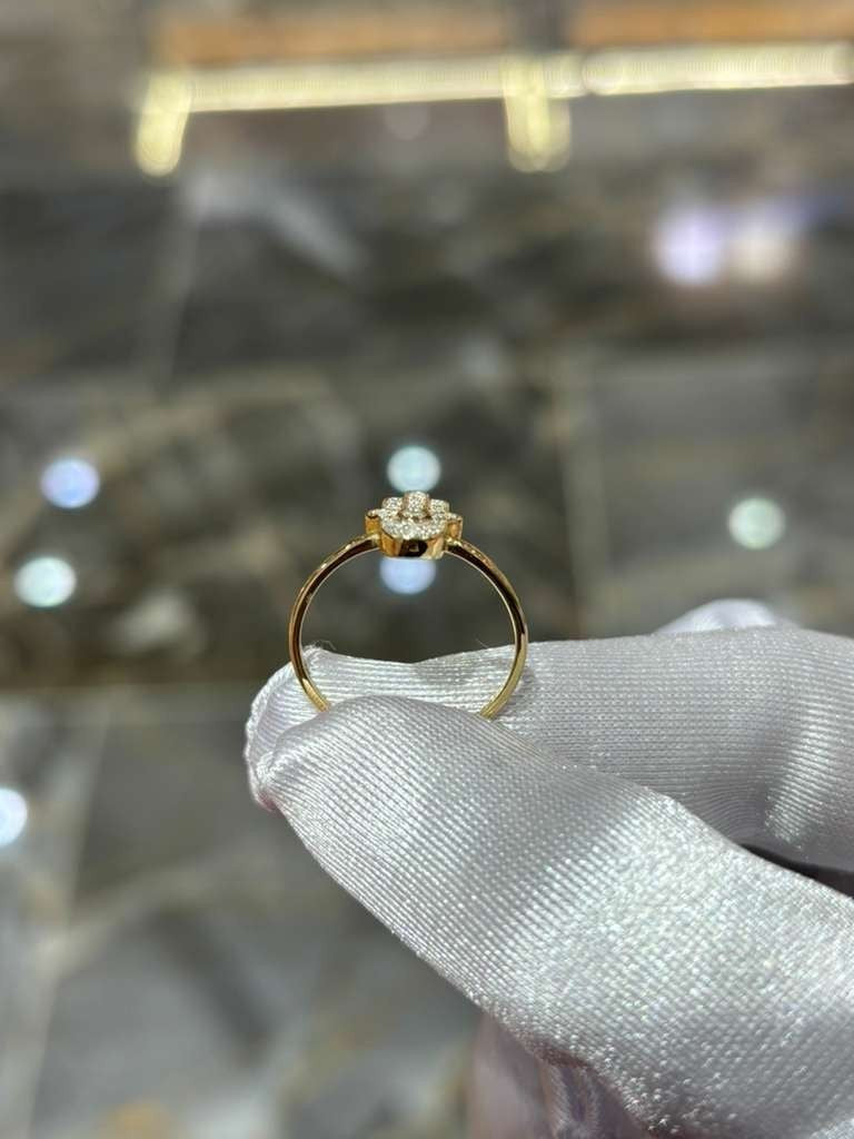 Hamsa Natural Diamond Ring 10K Solid Yellow Gold Hand Symbol 0.13CT Certified