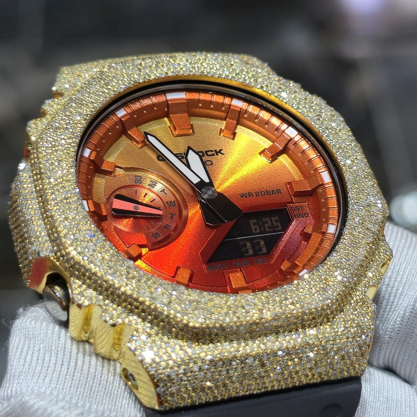 Casio G-Shock S2100 Iced Out Natural Diamond Watch 5CT | Inferno Dial