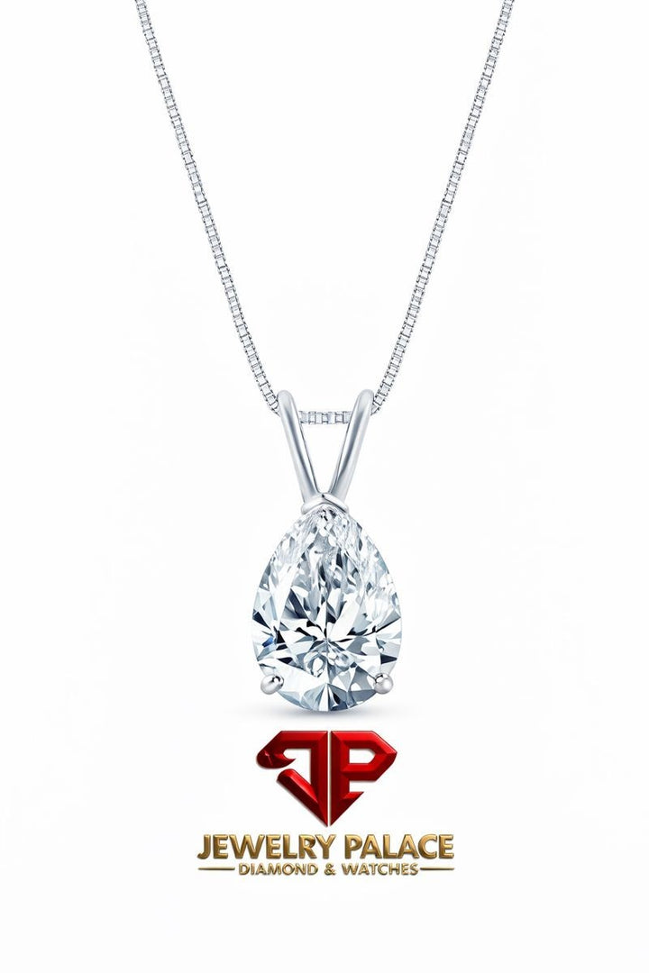 IGI F/VS 1 Ct Pear Lab Created Grown Diamond Pendant Necklace 14K White Gold 18"