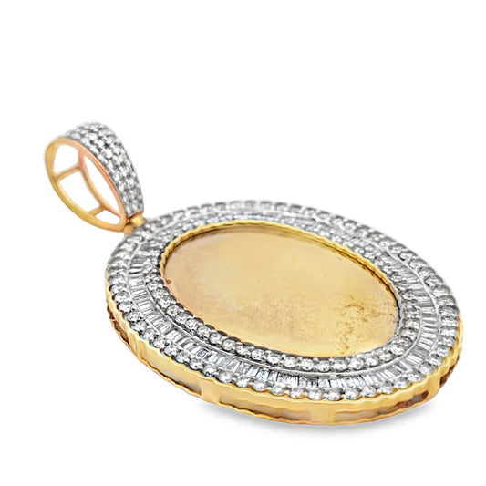 10k Yellow Gold Diamond Oval Memory Pendant 3.0 ctw