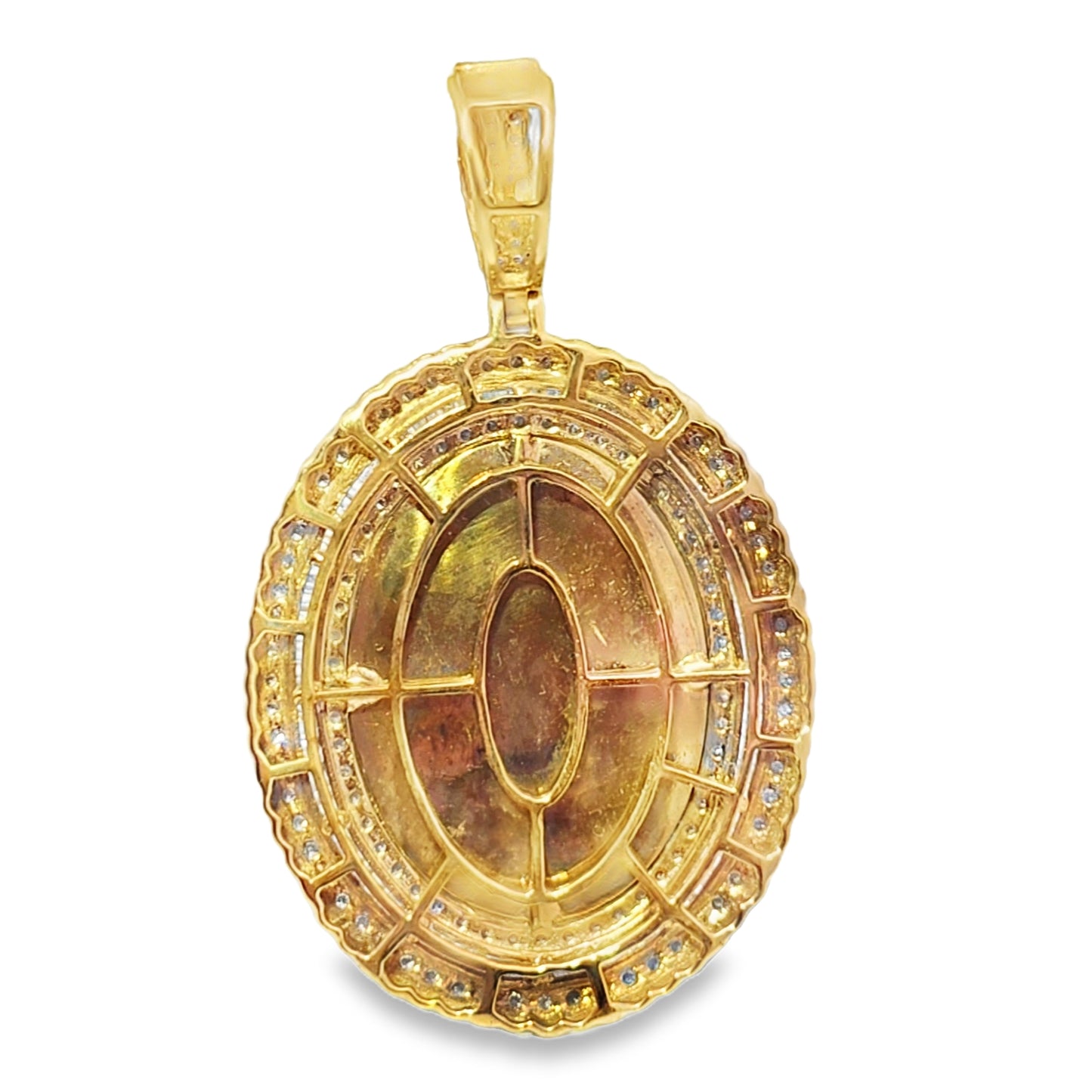 10k Yellow Gold Diamond Oval Memory Pendant 3.0 ctw