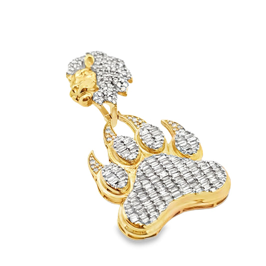 10k Yellow Gold Diamond Paw Pendant 3.0 ctw