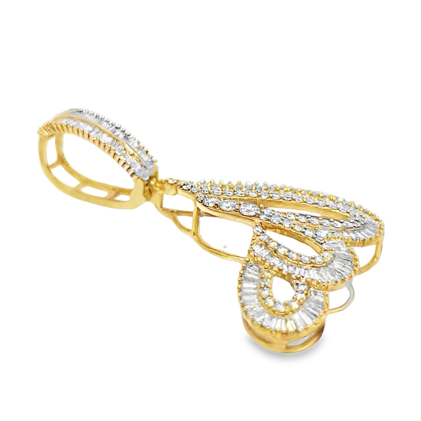 10K Yellow Gold 2.25 ctw Baguette Diamond Allah Pendant | Spiritual Iced-Out Faith Piece | Jewelry Palace