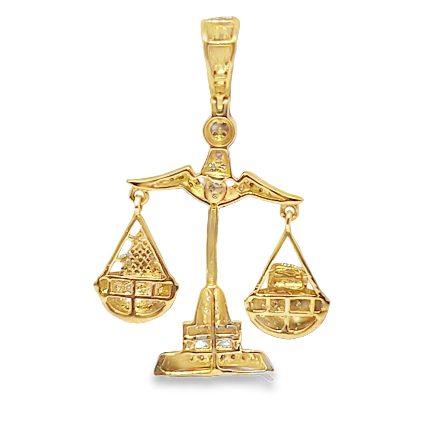 10K Yellow Gold 0.75 ctw Diamond Libra Scale Pendant | Zodiac Justice Symbol | Jewelry Palace