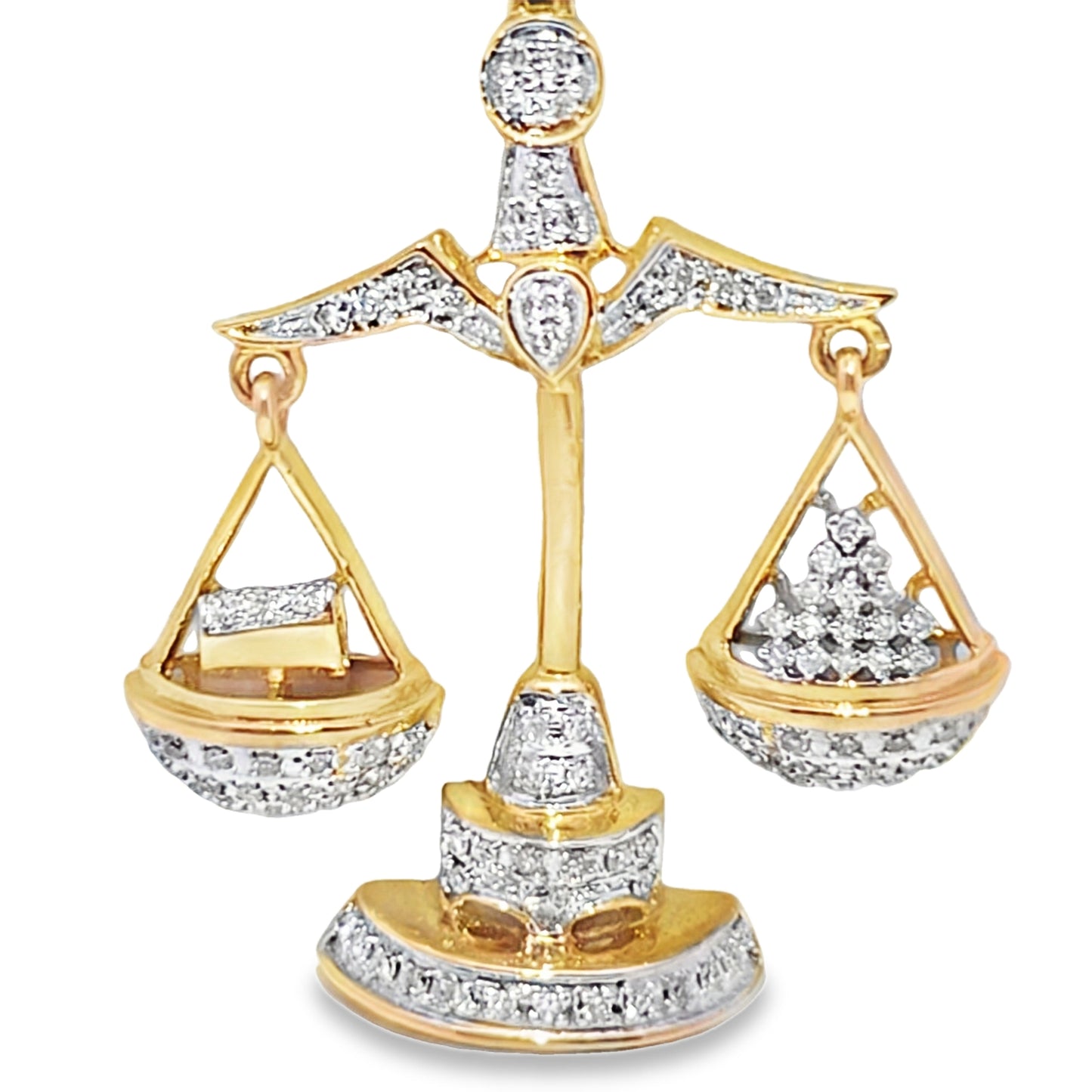 10K Yellow Gold 0.75 ctw Diamond Libra Scale Pendant | Zodiac Justice Symbol | Jewelry Palace