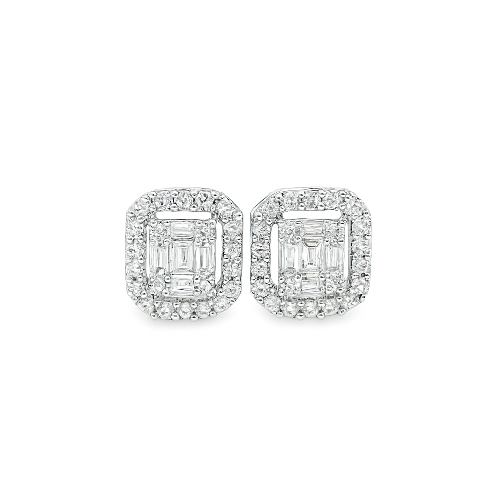 Emerald Cut Earrings 0.25 ctw Diamond 14K White Gold