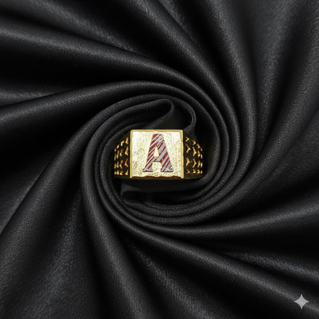 10K Mens Initial "A" Gold Ring