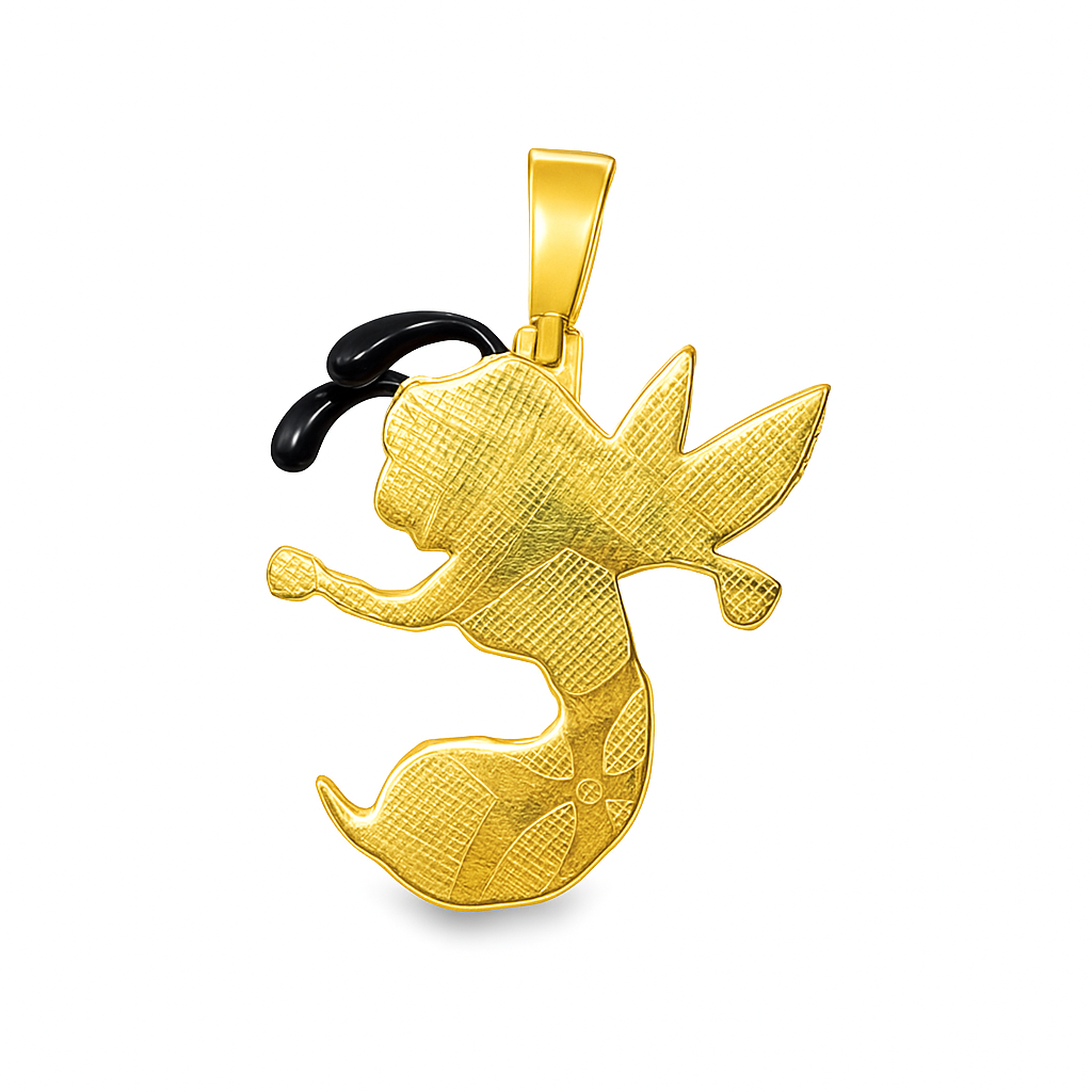 10K Yellow Gold Angry Bee Diamond Pendant 1.01 ctw | Enamel Solid Back Iced-Out Charm