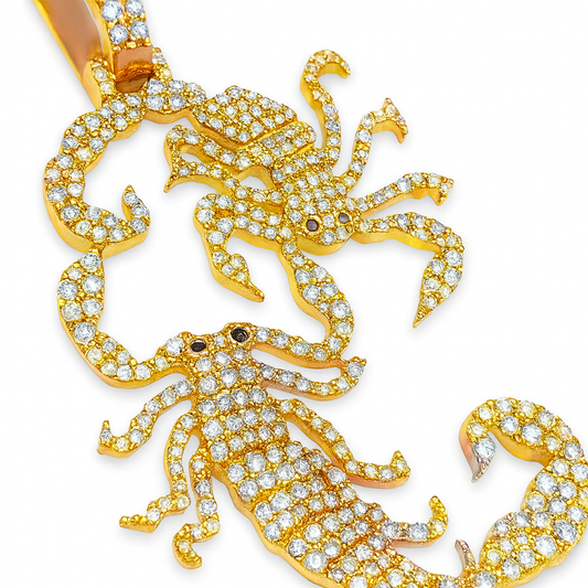 10K Yellow Gold Diamond “2 Scorpios” Pendant 2.50 ctw | Iced Out Zodiac Pendant – Jewelry Palace