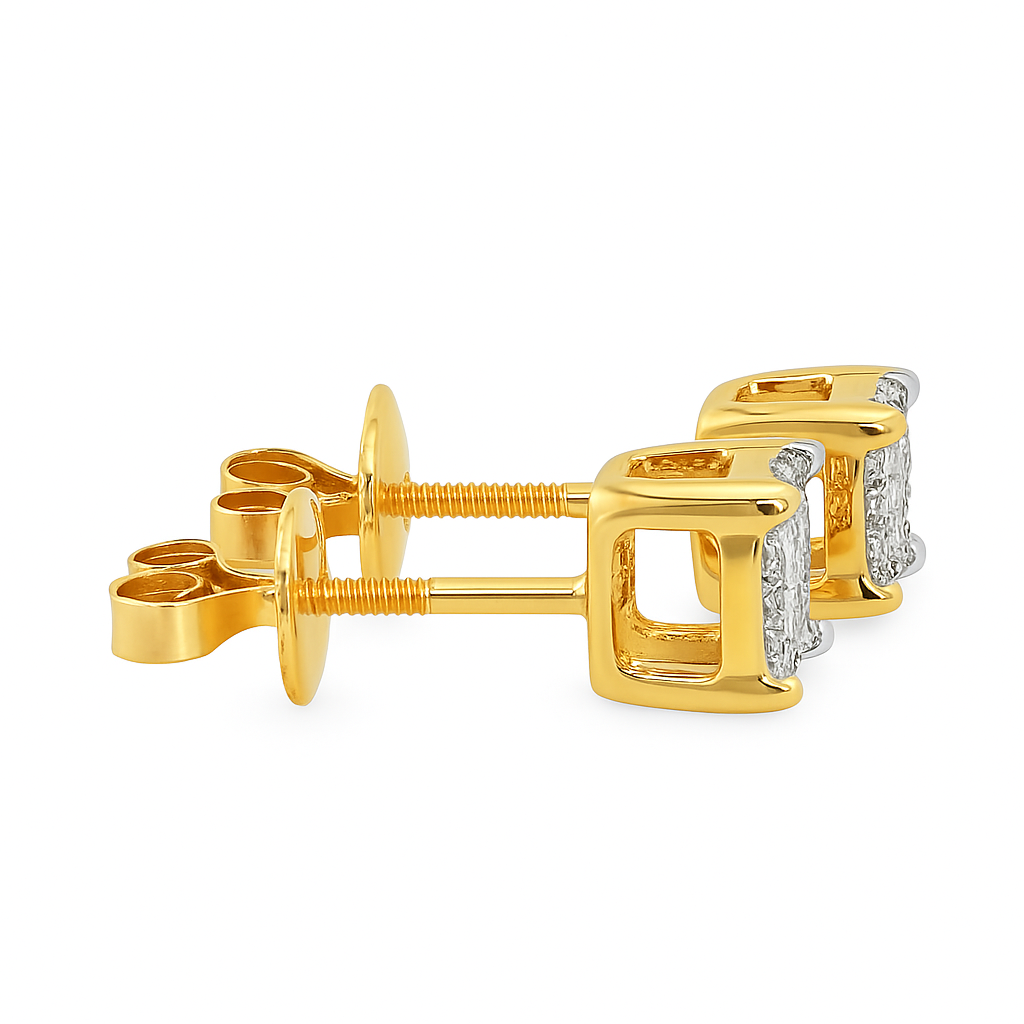 10K Yellow Gold Diamond Square Stud Earrings | 0.25 CTW | Jewelry Palace