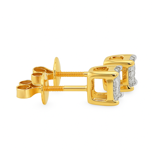 10K Yellow Gold Diamond Square Stud Earrings | 0.25 CTW | Jewelry Palace