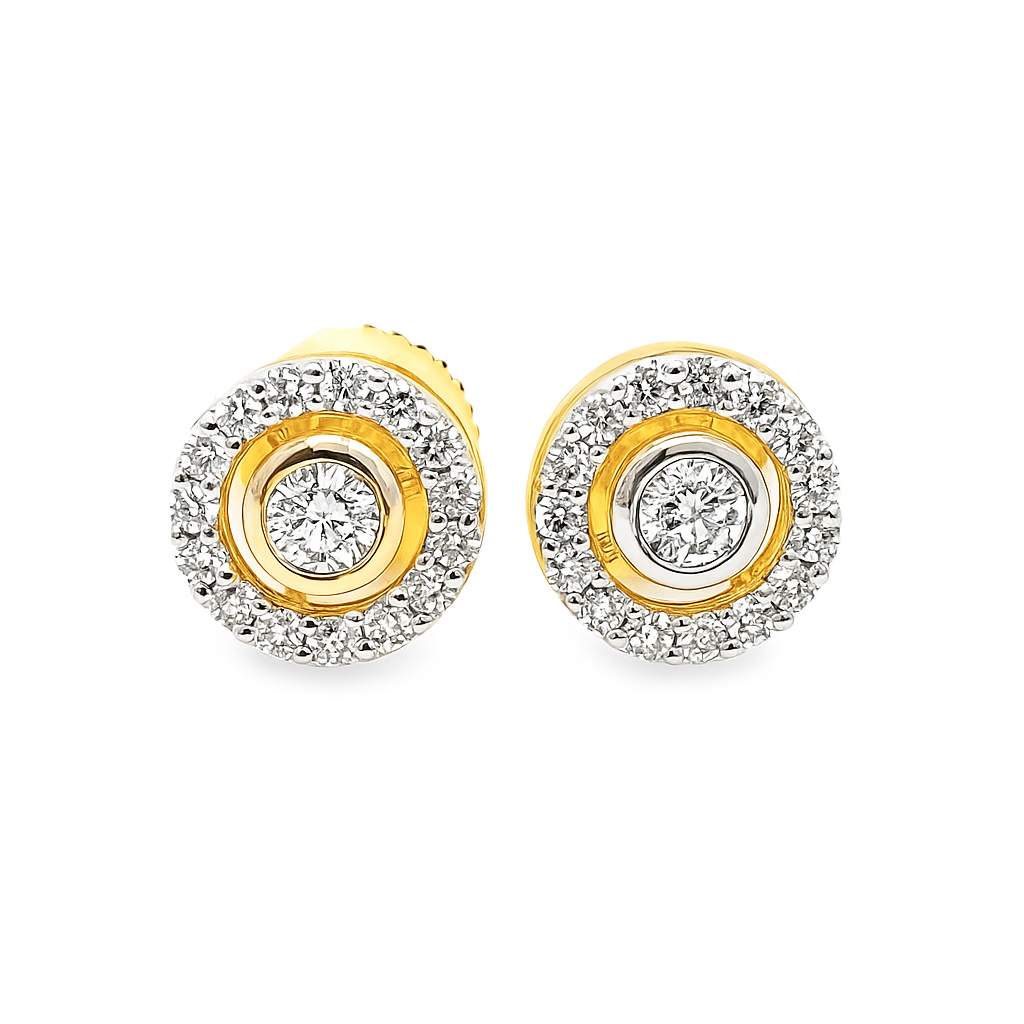 10K Yellow Gold Diamond Halo Earrings – 1/4 CTW Center Stone Design | Jewelry Palace