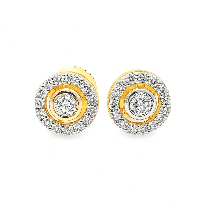 10K Yellow Gold Diamond Halo Earrings – 1/4 CTW Center Stone Design | Jewelry Palace