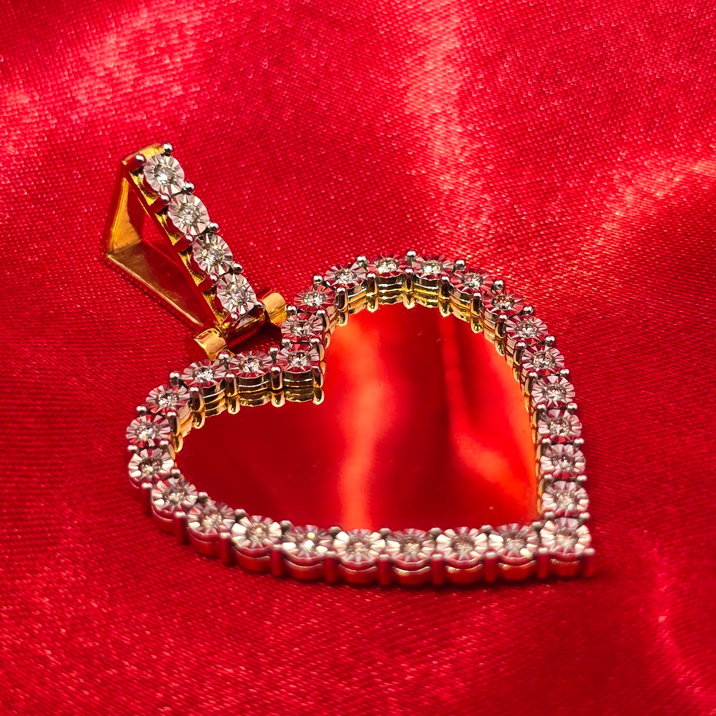 10k Yellow Gold Diamond Heart Memory Pendant 0.56 ctw