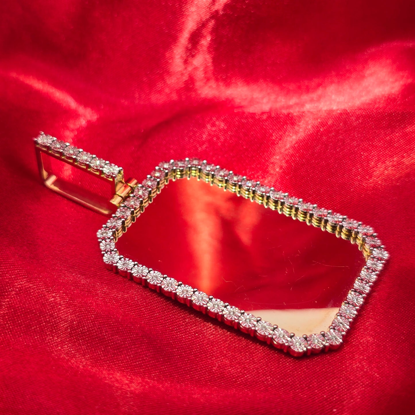 10k Yellow Gold Rectangle Shaped Diamond Memory Pendant 0.23 ctw