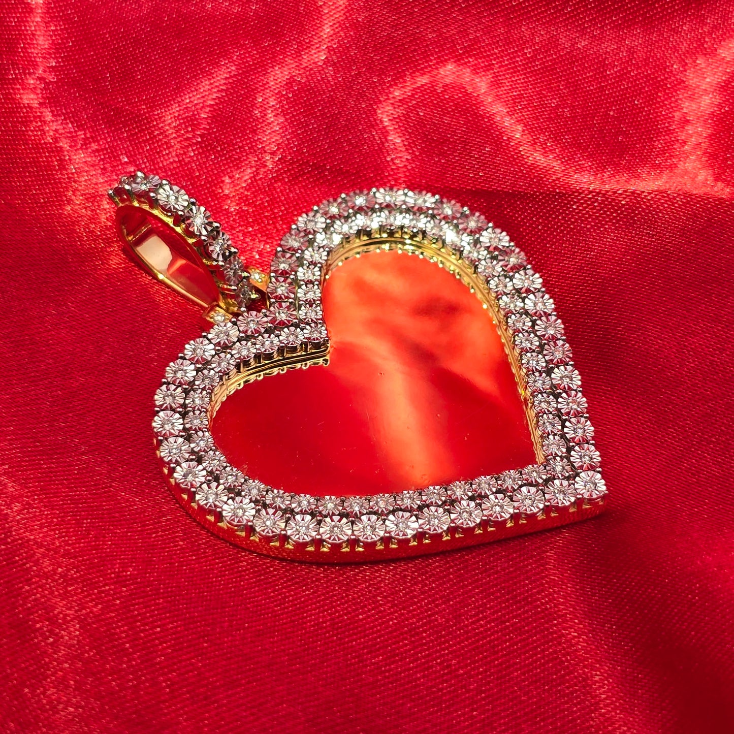 10k Yellow Gold Heart Shaped Diamond Memory Pendant 0.50 ctw